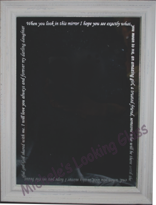 Etched and framed mirror
