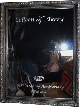 Custom etched framed mirror