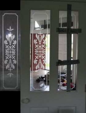 Sandblasted Glass Panel desing matched