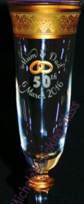 Painted and etched champagne glass