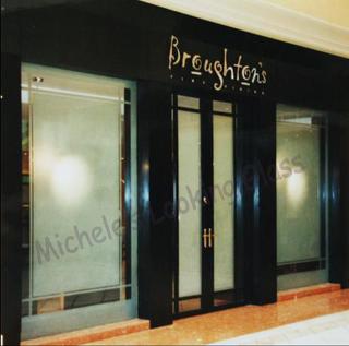 Sandblasted restaurant entrance doors