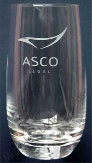 Logo etched onto tumbler