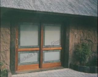 Luxury resort: doors etched for privacy