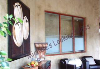 Sandblasted Health Spa windows