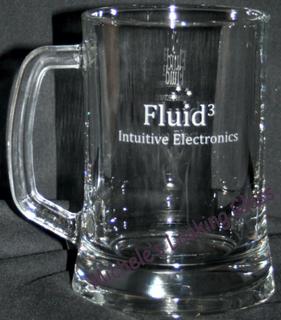 Logo etched onto beer mug