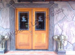 Luxury resort with logo etched
