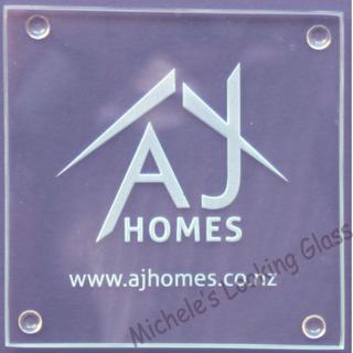 Etched glass coaster