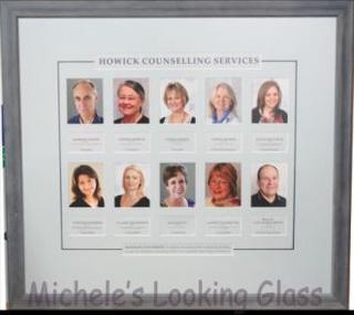 Multiple photo's framed with painted v-groove