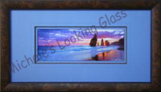 wo frames and mat boards, ink line and painted beveled boards
