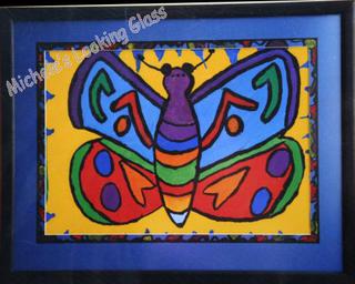 Hand finished frame and painted panel on matboard