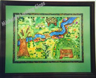 Hand finished frame and painted panel on matboard