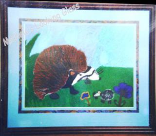Hand finished frame and painted panel on matboard