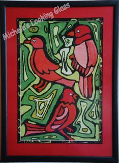 Hand finished frame and painted panel on matboard