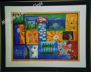Hand finished frame and painted panel on matboard